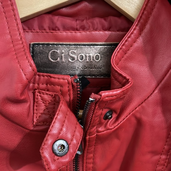 Red pleather jacket. Lightly used. - Picture 3 of 3